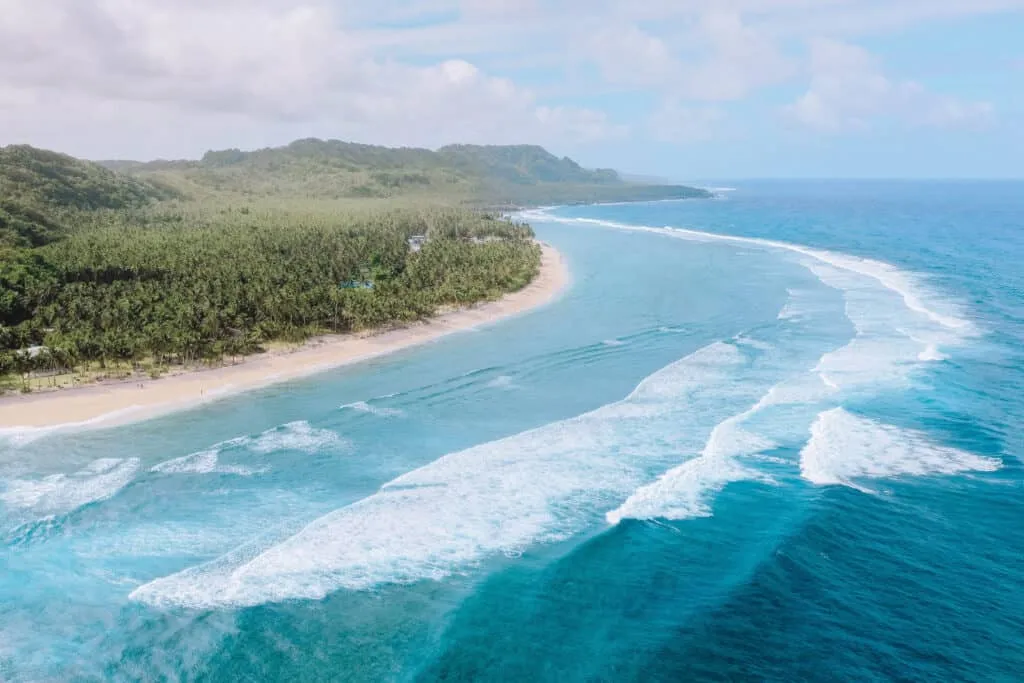 White powder sand beach at Pacifico on the north coast of Siargao